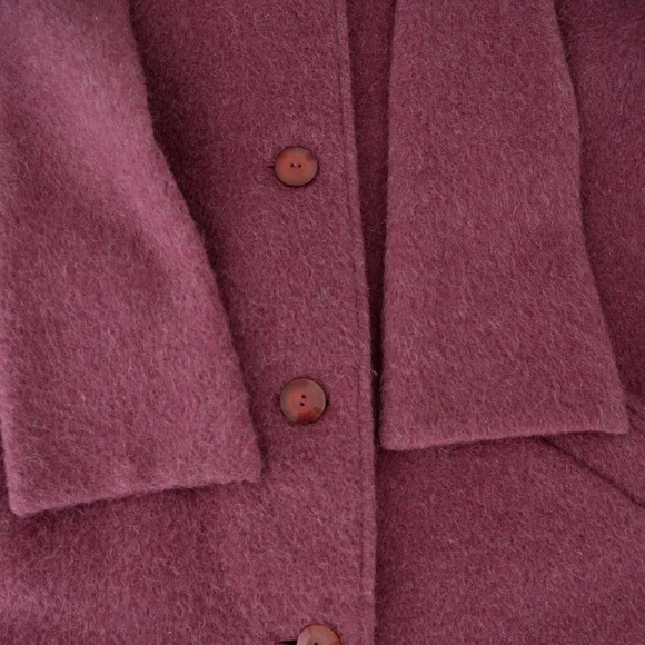 Vintage Fashion Gallery 72% Wool, 18% Mohair  Purple Single Breasted Winter Coat - Picture 7 of 15